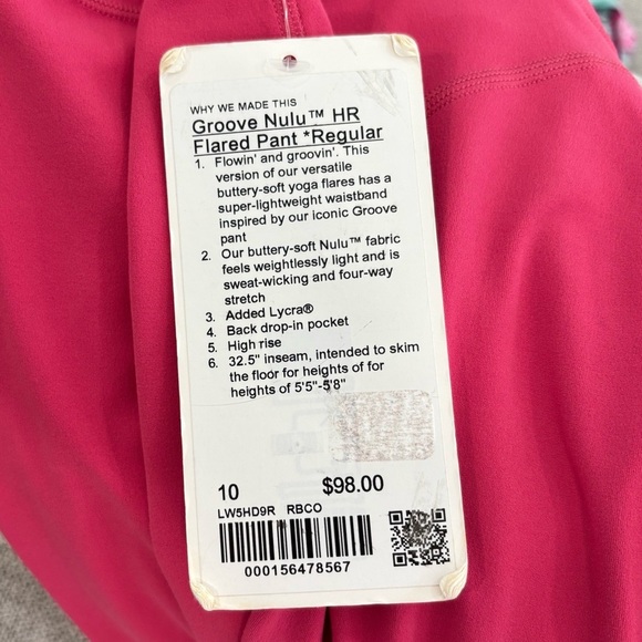 NWT Lululemon Groove Nulu High Rise Flared Pants Size 10 Raspberry Coulis 32.5" - Picture 5 of 7